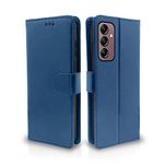 Pikkme Samsung Galaxy A14 4G / A14 5G Flip Cover Leather Finish | Inside TPU with Card Pockets | Wallet Stand and Shock Proof | Magnetic Closing | Complete Protection Flip Case (Blue)