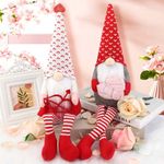 M&C Music Color 2Pcs Valentines Day Gnome Decorations, Handmade Scandinavian Tomte Valentine Gnomes Plush Home Tabletop Elf Decor Ornaments Valentines Day Gifts（Valentine's Day）