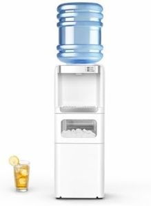 Electactic 2-in-1 Water Dispenser & Ice Maker, 5 Gallon Bottle Top Loading Hot and Cold Water Cooler, Child Safety Lock for Home, Office, Garage