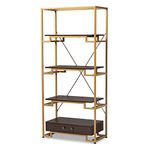 Baxton Studio 155-8858-AMZ Shelving One Size Gold/Espresso