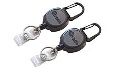 Key-Bak Sidekick Professional Heavy Duty Self Retracting ID Badge/Key Reel with Retractable Kevlar Cord, 24" Black (2 Pack)