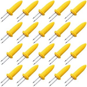 CandyHome 20 Pieces Stainless Steel Corn Holders Corn on The Cob Skewers for BBQ Twin Prong Sweet Corn Holder Home Cooking Fork