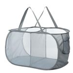 Collapsible Laundry Baskets 2 Compartments, Mesh Pop Up Washing Foldable Laundry Basket, Foldable Clothes Hamper with Carry Handles for Laundry, Bathroom or Travel