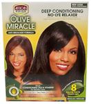 African Pride Olive Miracle Deep Conditioning No-Lye Relaxer - Super Kit 8-Count