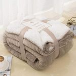 EDS Sherpa Fleece Throw Blanket Double Size Super Soft Warm Sofa Throw Reversible Bed Throws For Bed Sofa Couch- Mink Double 150 X 200