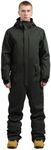 GSOU SNOW Men Ski Suit One Piece Snowsuit Snowboard Jumpsuit Jacket Pant Set Insulated Windproof Outwear Winter Army Green XL