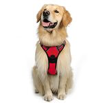 rabbitgoo Dog Harness Large Dog No Pull Pet Harness with 2 Leash Clips, Adjustable Soft Padded Pet Vest, Reflective No-Choke with Easy Control Handle for Training or Walking, Red, L