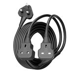 Plug Splitter Extension Cord 2 Plug Extension Lead 10m Power Cable 13 Amp Heavy Duty Electrical Socket Black For Garden