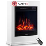 KAMINIO Electric Fireplace KALLE - Electrical Stove with Heater, 3D Flame Effect, Remote Control (White)