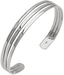 Treasure Bay Womens Silver Bracelet | 925 Sterling Silver Plain Cuff Bangle Bracelet for Ladies and Girls