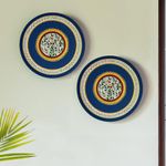 ExclusiveLane 'The Warli Tales' Terracotta Wall Plates For Home Decoration (8 Inches, Set of 2, Blue) | Decorative Wall Plates Décor Hanging Decorative Items Wall Decoration Item for Living Room
