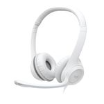 Logitech H390 Wired Headset for PC/Laptop, Stereo Headphones with Noise Cancelling Microphone, USB-A, in-Line Controls, Works with Chromebook - White