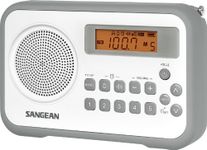 Sangean PR-D18GR AM/FM/Clock Portable Digital Radio with Protective Bumper (White/Grey)