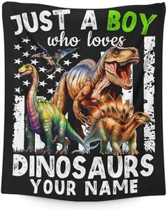 Personalized Boys Blanket for Kids Teens Adults, 80"x60" Dinosaur Throw Blanket Gifts for Dinosaur Lovers, Custom Soft Flannel Snuggle Throws for Couch Sofa Bed