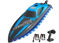 volantexrc Remote Control Boat with LED Light, 2.4GHz Self Righting RC Boat for Pools & Lakes, 20+ MPH Racing Boats Pool Toys for Beginners with 2 Batteries (79506 Blue)