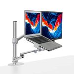 SHOPPINGALL 2-in-1 Convertible Monitor and Laptop Mount OR Dual Monitor Desk Mount, for 15-32 inch Monitors and 12-17 inch Laptops - SA-LM1-Silver