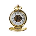 Brelsen Royal Gold Double Hunter Mechanical Pocket Watch, Retro, Vintage, Retirement, Anniversary, Groom, Groomsmen, Wedding Pocket Watch