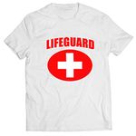 lepni.me Mens T-Shirt Lifeguard White or Red Cross Lifeguarding Uniform Costume (XL White Multi Color)