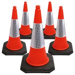 Street Solutions - 5 x 750mm Tall Traffic Cones with High-Quality Reflective Sleeve for Indoor and Outdoor Usage, Self Weighted Cones are Manufactured in The UK