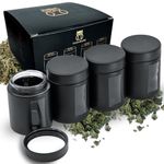 Stash Jar Smell Proof Container (4 oz) Matte Black Viewing Jars for Herbs, Spices, Coffee, Teas & More, Air Tight Jar, Thick UV Protection Glass, Smell Proof Herb Storage (Set of 4)