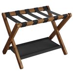 SONGMICS Luggage Rack, Bamboo Luggage Rack for Guest Room, Folding Suitcase Stand, for Hotel, Bedroom, Heavy-Duty, Holds up to 131 lb, Walnut Brown URLR007D01