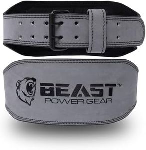 Beast Power Gear Weight Lifting Belt - 4” Genuine Leather For Lower Back Support Bodybuilding Squat Deadlift Cross Strength Training Weightlifting Gym Belt For Men Women (Gray 6", X-Large 38"-43")