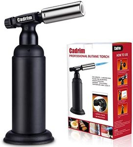 Cadrim Butane Torch, Refillable Culinary Blow Torch Double Fire Cooking Torch and Small Adjustable Flame Kitchen Torch for Creme Brulee, Baking BBQ(Butane Fuel Not Included) (Jet-Black)