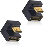 Duttek 8K U Shaped Mini hdmi to hdmi Adapter, UHD Up Angle Mini HDMI Male to HDMI Female Adapter, Mini HDMI 180 Degree Adapter 48Gbps with LED Lights for Cameras, Projectors 2 Pack