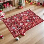 Lahome Moroccan Trellis Christmas Rug, 2x4 Washable Christmas Kitchen Rugs Indoor Ultra-Thin, Soft Christmas Rugs for Entryway Red Door Mat Holiday Rugs for Bathroom Bedroom(2x4ft,Red)