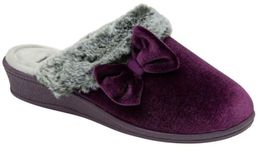 DUNLOP Women's Ladies Rhoda Memory Foam Backless Low Wedge Heel Mule Slipper Size 3,4,5,6,7,8 (Purple, UK Footwear Size System, Adult, Women, Numeric, Medium, 5)