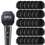 50 PCS Disposable Microphone Covers, Antibacterial Microphone Cover, Microphone Cover for Most Portable Microphones, Karaoke, Concerts, Karaoke Recordings - Black