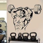 LYOMAN ® Man Powerlifting Bodybuilding Vinyl Gym Wall Sticker/Decal - E656 (H 59 X L 75 cm, Black)