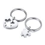 XUANPAI Couple Puzzle Piece Keychain - Men Women Jigsaw Love Keyrings Friendship Family Distance Matching Key Ring Valentine's Day Anniversary Birthday Keepsake Gift Stainless Steel Jewellery