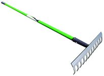 Green Blade BB-GR101 12-Teeth Carbon Steel Garden Rake with PVC Grip - Leaf green/brown