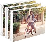 Cq acrylic 3pack 5x7 Acrylic Frame, Magnetic Picture Frames, Clear, 10 + 10MM Thickness Stand in Desk/Table