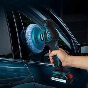 Traderight 21V Cordless Car Polisher,150mm Dual Action Polisher Machine,6-Speed 3700–5500RPM,Digital Display,2×2000mAh Batteries,Complete Car Polishing Kit for Car Waxing,Polishing & Scratch Repair