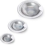 SPDYCESS 3 pcs Stainless Steel Kitchen Sink Drain Strainer, Drain Protector Waste Filter, Plug Hole Hair Catcher Stopper for Bathroom Bathtub Shower Basin, Household Mesh Hole Cover Prevent Clogging