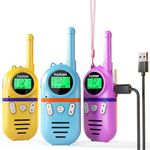 Inspireyes Rechargeable Walkie Talkies for Kids, 48 Hours Working Time 3 Miles Range 22 Channels 2 Way Radio Outdoor Toys for 3-12 Year Old Boys Girls