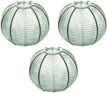 Qufute Green Glass Lampshade Replacement Glass Globe Shade 15cm/5.9″ Ribbed GlassShade Mid Century Modern Accessories for Ceiling Pendant Light Wall Sconces Chandelier (Green)