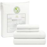 1000 Thread Count Queen Bed Sheet Set - White Sheets Premium Deep Pocket Bed Sheets, Sateen Weave, Hotel Quality Bedding, Egyptian Cotton Blend (Queen, White)