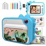 USHINING Kids Camera Instant Print 12MP Digital Print Camera for Kids Aged 3-12 Ink Free Printing 1080P Video Camera for Kids with 32GB SD Card,Color Pens,Print Papers (Blue)