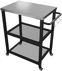 NUUK Three-Shelf Rolling Outdoor Dining Cart Table, 16" x 24" Stainless Steel Commercial Multifunctional Kitchen Food Prep Worktable on Wheels