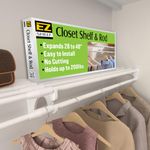 EZ SHELF – 28 – 48 Expandable Closet Shelf & Rod – White – No Brackets- for Mounting to Two Sidewalls by EZ SHELF