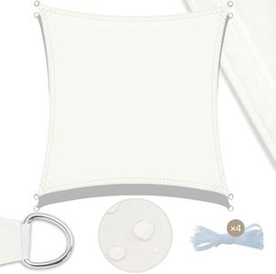 UMI Toldo Vela de Sombra 3x3m Cuadrado Impermeable Protección Rayos UV Toldos Exterior Terraza para Patio Jardín- Crema