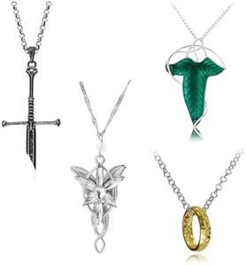 JinYu 4 Pcs Lord. Leaf Necklace Princess Chain Broken Sword Necklace for Men Women, Zinc, No Gemstone