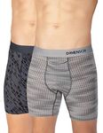 DAMENSCH Men’s Zero Ride up DEO-Soft Anti-Bacterial Printed Boxer Briefs- Dashed Silver, Hybrid Grey- XX-Large