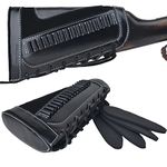 Leather Buttstock Shell Holder, Gun Stock Cover Cheek Rest Riser for .22, 17HMR, 22LR, 22MAG