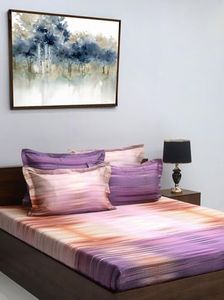 Bombay Dyeing King Sheet Set, 100% Pure Cotton, 300 Satin Weave Thread Count, King Size Bedsheet with 4 Pillow Covers, Super Soft, Reverie Bedsheets Collection (Wine)