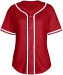 Baseball Jersey Women Shirt Button Down Blank Softball Jersey Short Sleeve Hip Hop Active Hipster Shirts Red