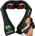 Zyllion Shiatsu Neck and Back Massager - 3D Kneading Deep Tissue Massage with Heat for Shoulders, Legs, Feet and Muscle Pain Relief - Black (ZMA-28-BK)